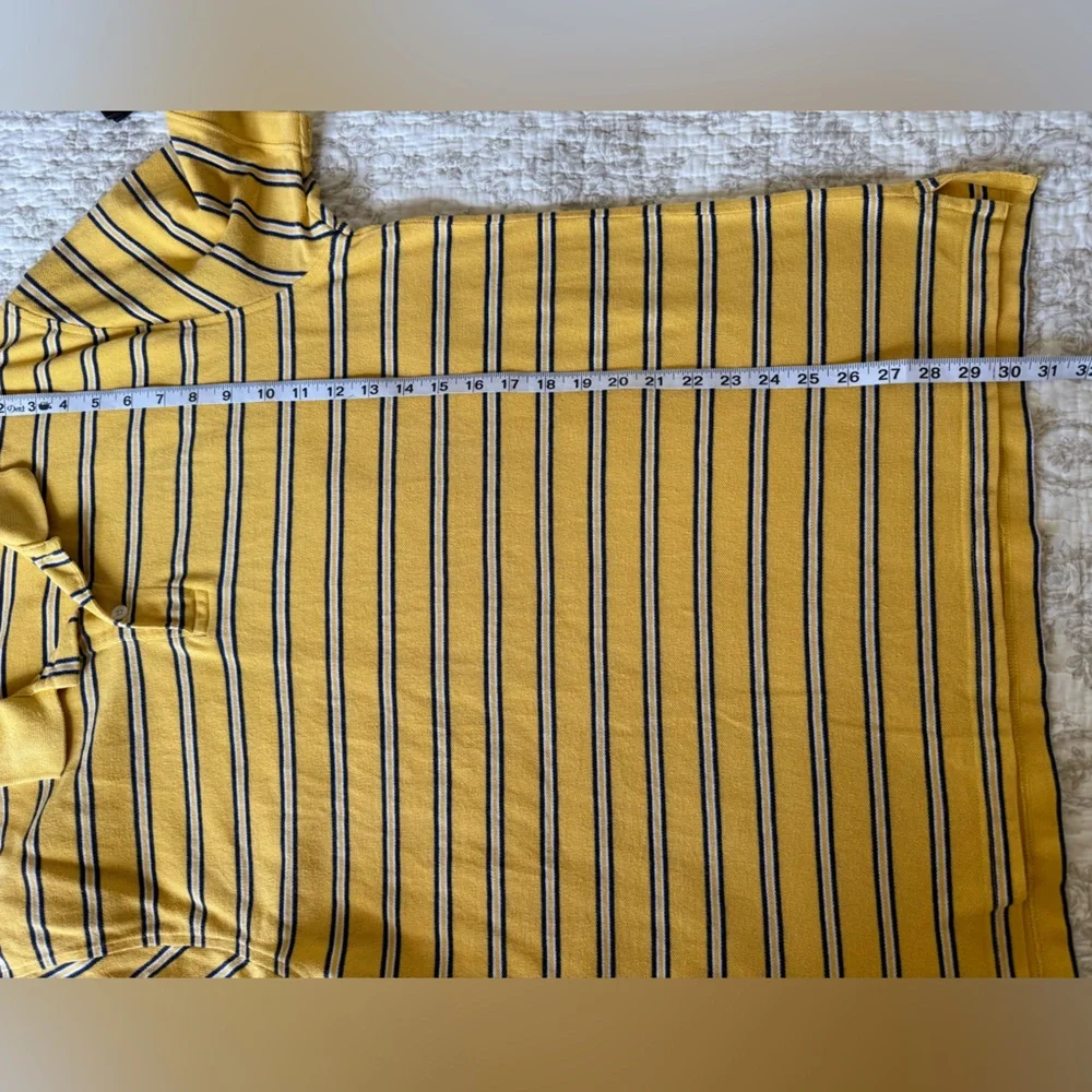 Old Navy Yellow and Black Striped Polo Shirt, L 🦋 - Picture 5 of 5
